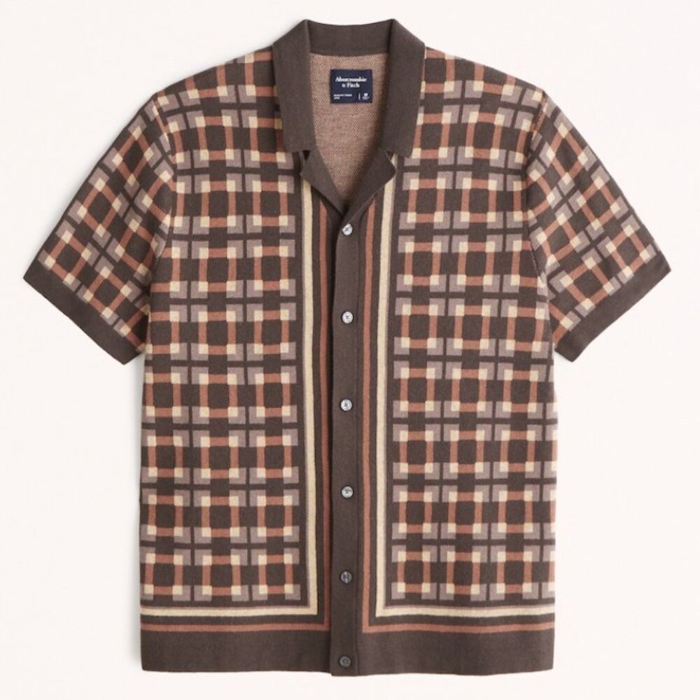 A&F Checkered Knit Polo
